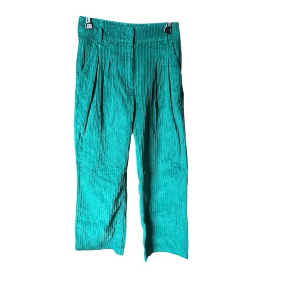 Like New Farm Rio Emerald Corduroy Pants Trousers Ribbed Oversized Wide Leg XS - Picture 2 of 7